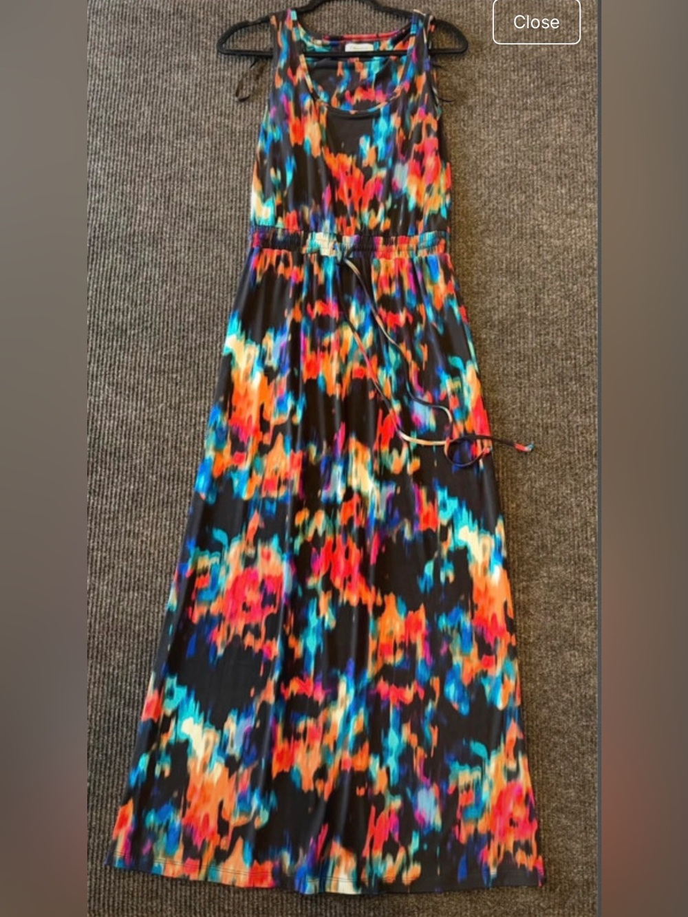 Calvin Klein Black Maxi Dress with Vibrant Multi-Color Print, size M/8-10